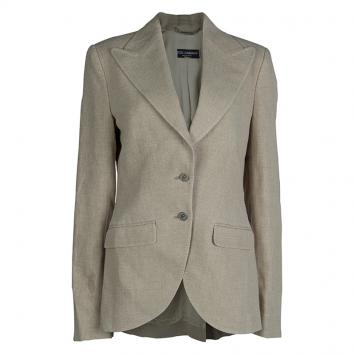 Pre Owned Dolce And Gabbana Beige Linen Blazer M