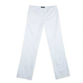 Pre Owned Dolce And Gabbana White Cotton Boot Cut Trousers M