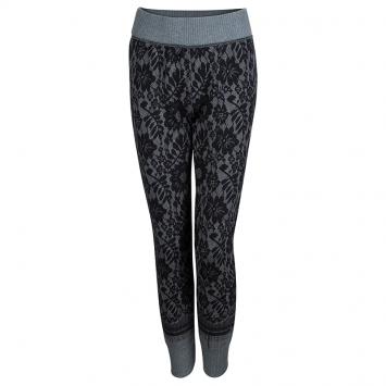 Pre Owned Dolce and Gabbana Grey Jacquard Knit Lace Patterned Jogger Pants S