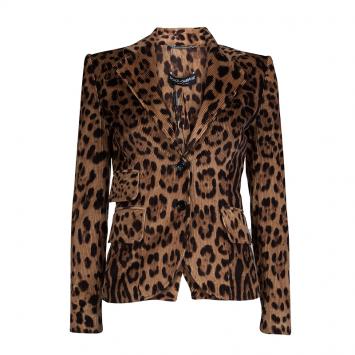 Pre Owned Dolce and Gabbana Leopard Print Corduroy Blazer S