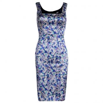 Pre Owned Dolce and Gabbana Multicolor Floral Print Sleeveless Silk Dress S