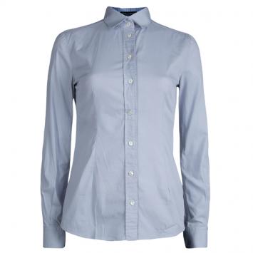 Pre Owned Dolce & Gabbana Light Blue Cotton Buttondown Long Sleeve Shirt S