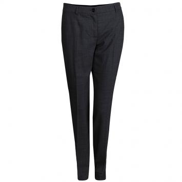 Pre Owned Dolce and Gabbana Grey Herringbone Wool Trousers S