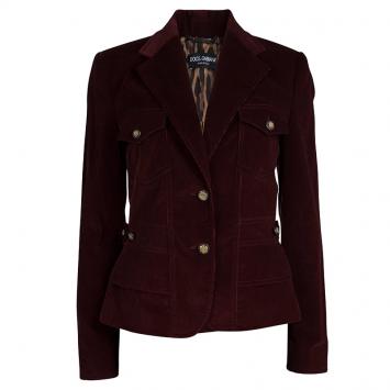 Pre Owned Dolce and Gabbana Burgundy Corduroy Blazer M