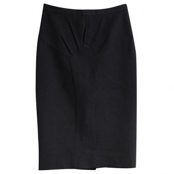 Pre Owned Dolce and Gabbana Grey Geometric Panel Detail Wool Skirt S