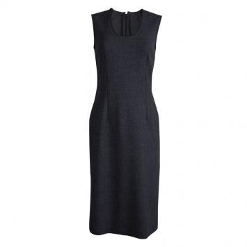 Pre Owned Dolce And Gabbana Grey Wool Sleeveless Sheath Dress M