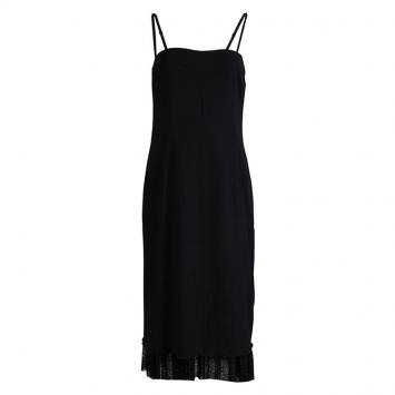 Pre Owned Dolce And Gabbana Black Lace Hem Detail Silk Dress L