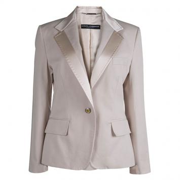 Pre Owned Dolce And Gabbana Light Pink Cotton Blazer L 