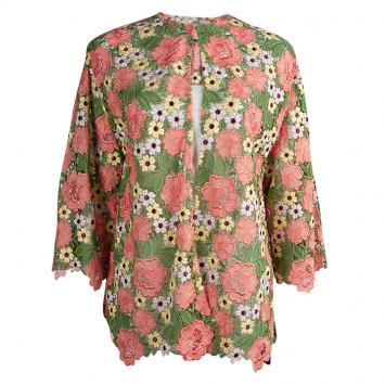 Pre Owned Dolce And Gabbana Multicolor Floral Lace Jacket M
