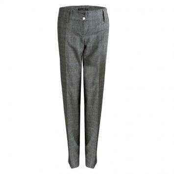 Pre Owned Dolce and Gabbana Grey Wool Glen Plaid Checked Trousers M
