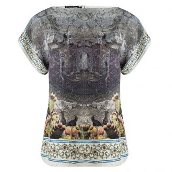 Pre Owned Dolce and Gabbana Multicolor Printed Jacquard Short Sleeve Top M
