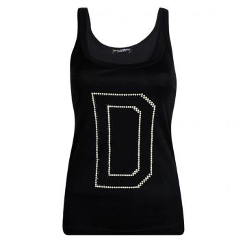 Pre Owned Dolce and Gabbana Black Embellished Sleeveless Tank Top M