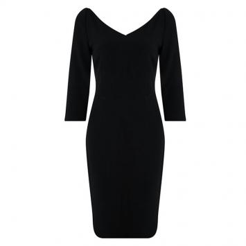 Pre Owned Dolce and Gabbana Black V-Neck Long Sleeve Dress M