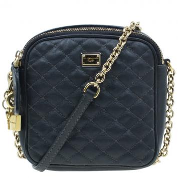 Pre Owned Dolce and Gabbana Black Quilted Leather Glam Crossbody Bag