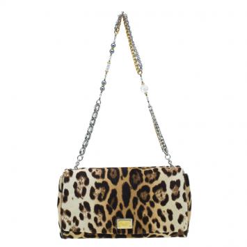 Pre Owned Dolce and Gabbana Brown Leopard Print Pony Hair Charles Shoulder Bag