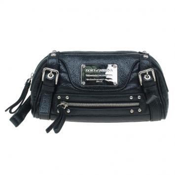 Pre Owned Dolce and Gabbana Black Glossy Leather Miss Easy Way Clutch
