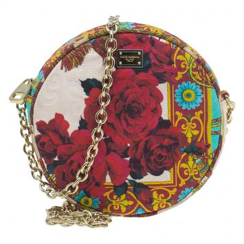 Pre Owned Dolce and Gabbana Floral Print Fabric Miss Glam Round Shoulder Bag