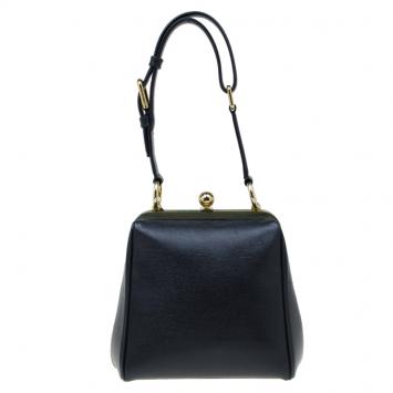 مملوكة مسبقًا Dolce and Gabbana Black Leather Agata Shoulder Bag