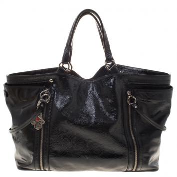 Pre Owned Dolce and Gabbana Black Patent Leather Large Tote