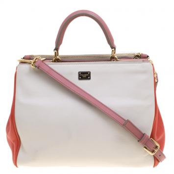 Pre Owned Dolce and Gabbana Multicolor Leather Medium Miss Sicily Shopper Tote