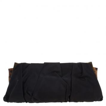Pre Owned Dolce and Gabbana Black Satin Miss Lady Clutch