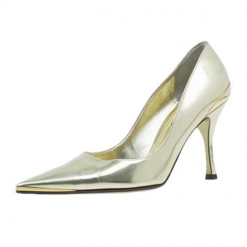 Pre Owned Dolce and Gabbana Gold Pointed Pumps Size 37