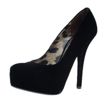 مملوكة مسبقًا Dolce and Gabbana Black Velvet Platform Pumps Size 37