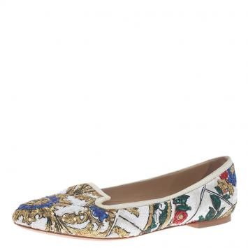 Pre Owned Dolce and Gabbana Multicolor Sequins Smoking Slippers Size 37.5