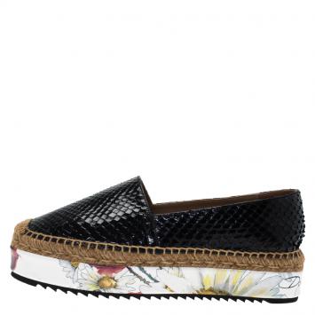 Pre Owned Dolce and Gabbana Black Python Platform Espadrilles Size 38