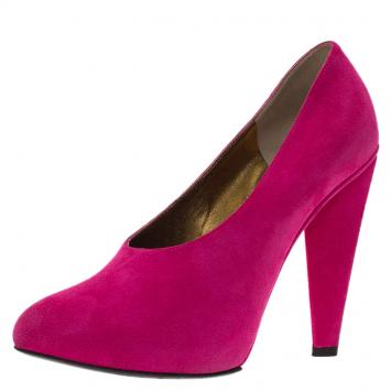 Pre Owned Dolce and Gabbana Fuchsia Pink Suede Pumps Size 36