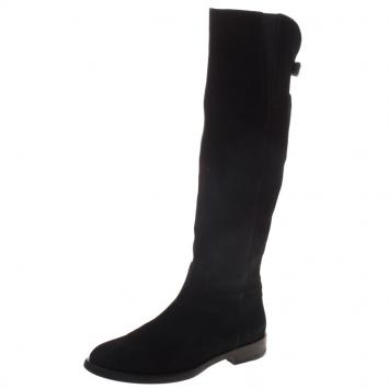 Pre Owned Dolce and Gabbana Black Suede Knee Length Boots Size 36