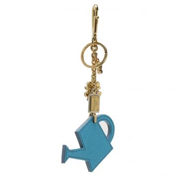 Pre Owned Dolce and Gabbana Blue Leather Watering Can Key Chain