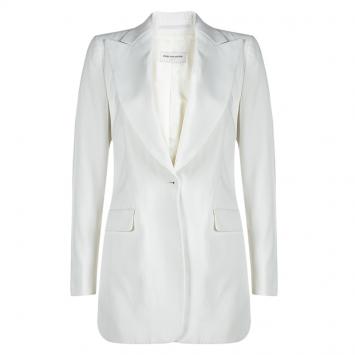 Pre Owned Dries Van Noten Off White Snap Button Closure Blazer S