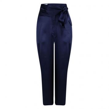 مملوكة مسبقًا Dries van Noten Blue Satin Front Tie Detail Pants M