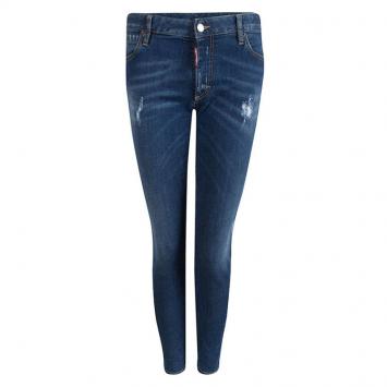 Pre Owned Dsquared2 Indigo Distressed Denim Skinny Jeans M