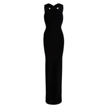 Pre Owned Dsquared2 Black Cross Front Detail Maxi Dress XS