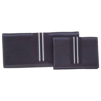 Pre Owned Dunhill Brown Leather Stripe Long Wallet with Card Holder