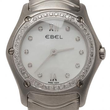 Pre Owned Ebel Mother of Pearl Stainless Steel Diamond Classic Women's Wristwatch 27MM