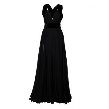 Pre Owned Elie Saab Black Crossback Empire Line Gown M