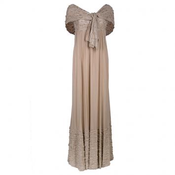 Pre Owned Elie Saab Beige Beaded Gown M