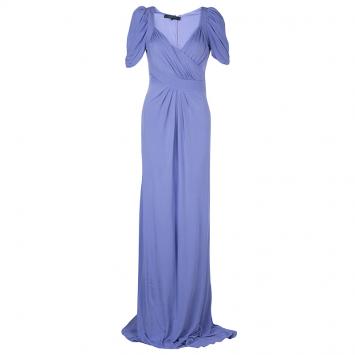 Pre Owned Elie Saab Lilac Knit Gathered Maxi Dress L