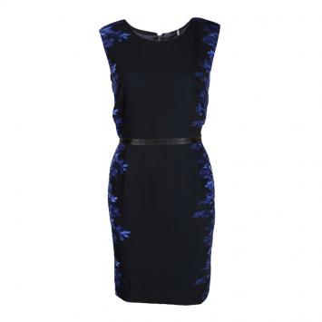 Pre Owned Elie Tahari Navy Yard Silk Beverly Sheath Dress L