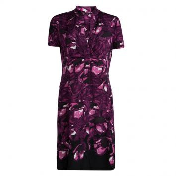 Pre Owned Elie Tahari Pink Silk Knit Floral Printed Dress L