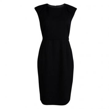 Pre Owned Elie Tahari Black Wool Cap Sleeve Dress S