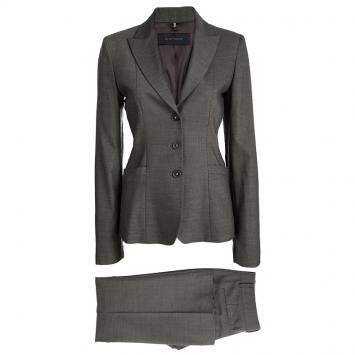 Pre Owned Elie Tahari Grey Wool Pant Suit M