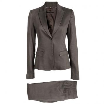 Pre Owned Elie Tahari Brown Self Striped Pant Suit M