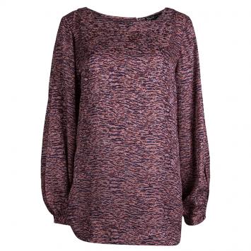 مملوكة مسبقًا Elizabeth and James Multicolor Printed Silk Blouse L