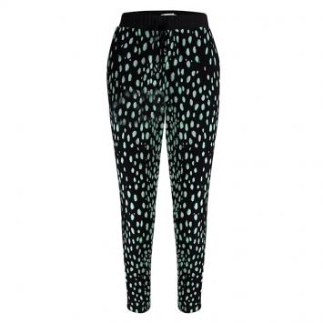 Pre Owned Elizabeth and James Black Printed Silk Elasticized Waist Pants S