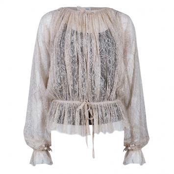 Pre Owned Emilio Pucci Nude Lace Top M