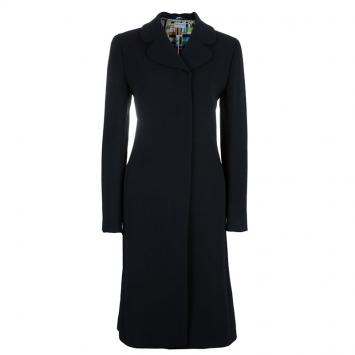 Pre Owned Emilio Pucci Black Print Lining Coat M